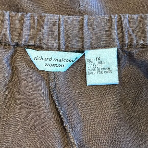 Vintage Richard Malcolm Woman Linen Drawstring Waist Cropped Pants Size 1X - Picture 9 of 10